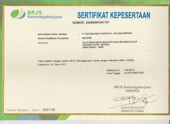 Sertifikat BPJS Ketenagakerjaan (lanjutan)
