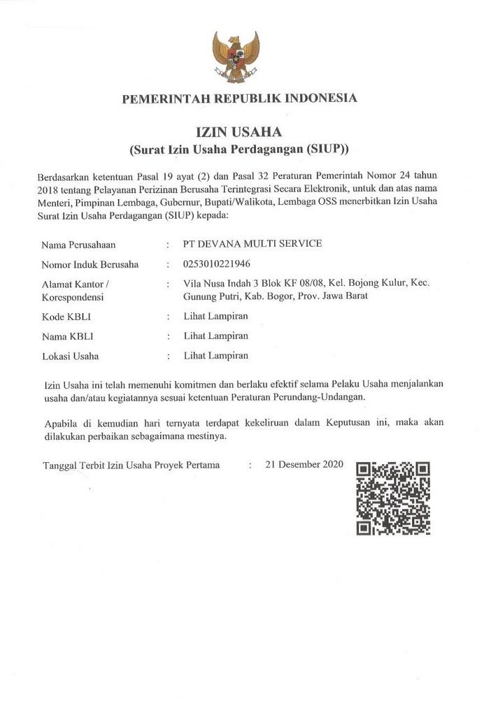 Izin Usaha (SIUP)